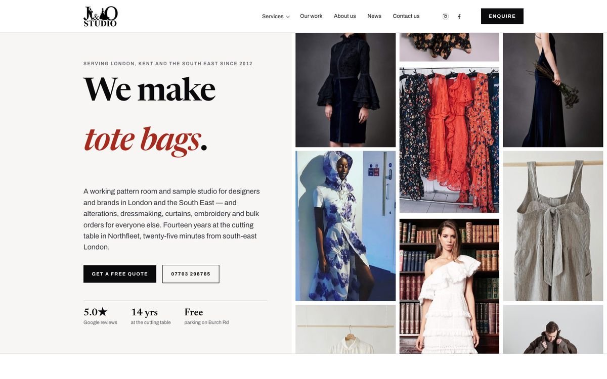 The J&O Studio website